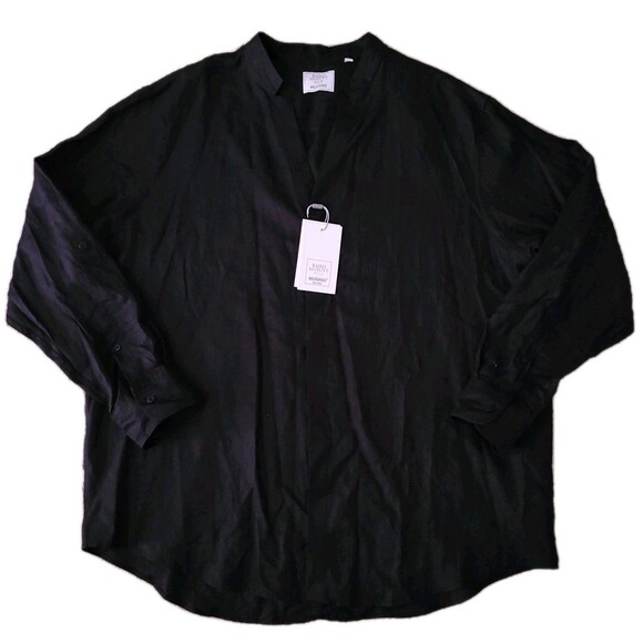 NWT Murano Baird McNutt Linen Shirt Mens 2XB Black Long Sleeve Resort Beach Deck - Picture 1 of 15